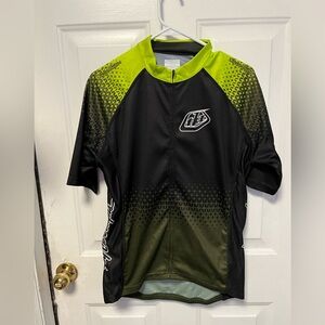 Men's Black and Green Cycling Jersey NWOT